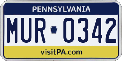 PA license plate MUR0342
