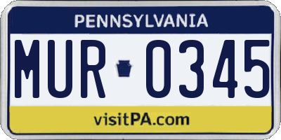 PA license plate MUR0345