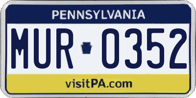 PA license plate MUR0352
