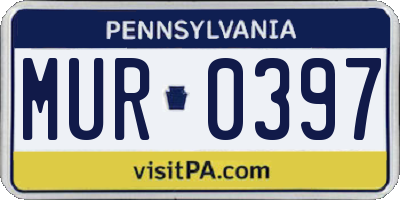 PA license plate MUR0397