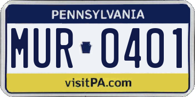 PA license plate MUR0401