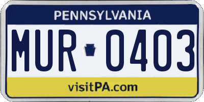 PA license plate MUR0403