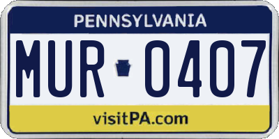 PA license plate MUR0407