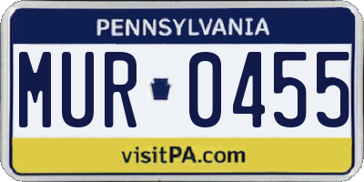 PA license plate MUR0455