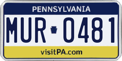 PA license plate MUR0481
