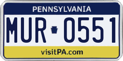 PA license plate MUR0551