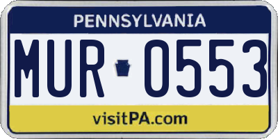 PA license plate MUR0553