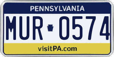 PA license plate MUR0574