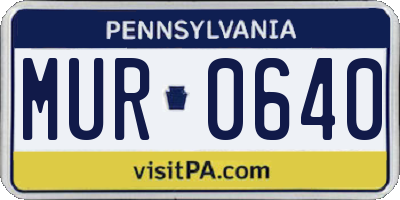 PA license plate MUR0640