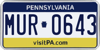 PA license plate MUR0643