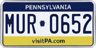 PA license plate MUR0652