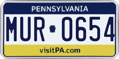 PA license plate MUR0654
