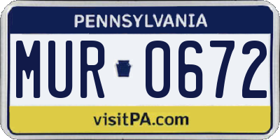 PA license plate MUR0672