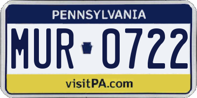 PA license plate MUR0722