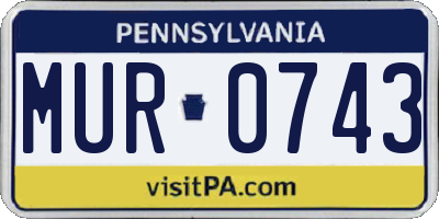 PA license plate MUR0743