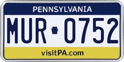 PA license plate MUR0752