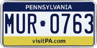 PA license plate MUR0763