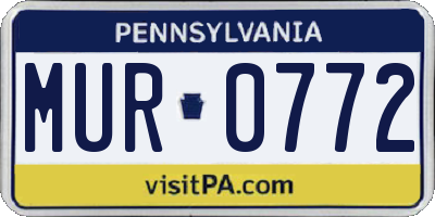 PA license plate MUR0772