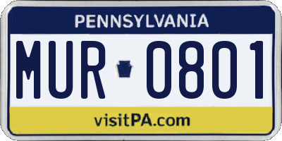 PA license plate MUR0801