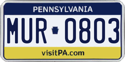 PA license plate MUR0803