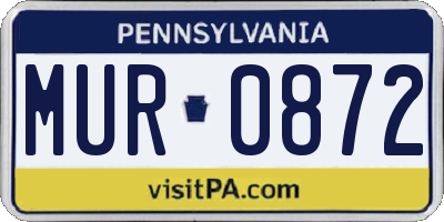 PA license plate MUR0872