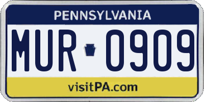PA license plate MUR0909