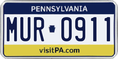 PA license plate MUR0911