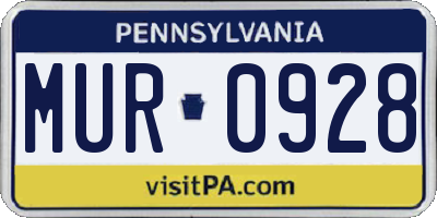 PA license plate MUR0928