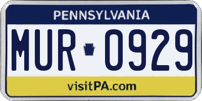PA license plate MUR0929