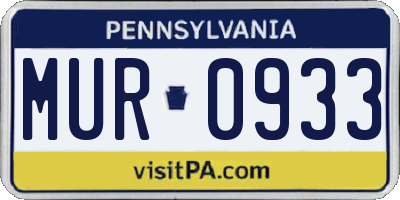 PA license plate MUR0933