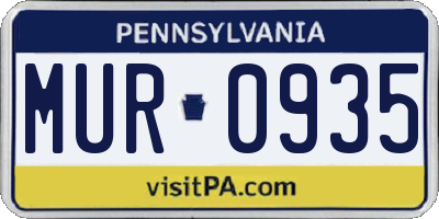 PA license plate MUR0935