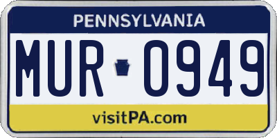 PA license plate MUR0949