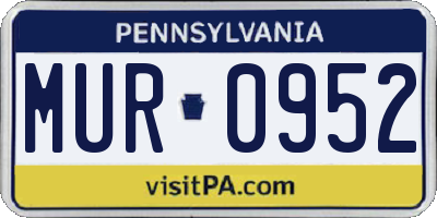 PA license plate MUR0952