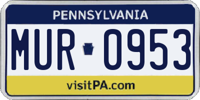PA license plate MUR0953