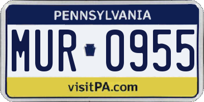PA license plate MUR0955