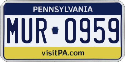 PA license plate MUR0959