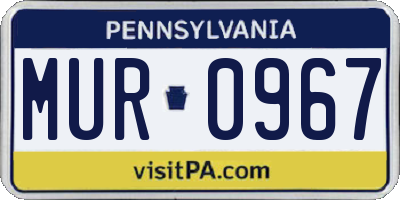 PA license plate MUR0967