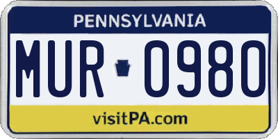 PA license plate MUR0980