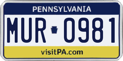 PA license plate MUR0981