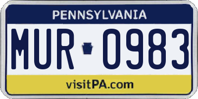 PA license plate MUR0983
