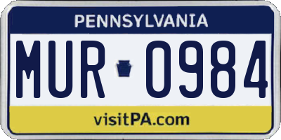 PA license plate MUR0984