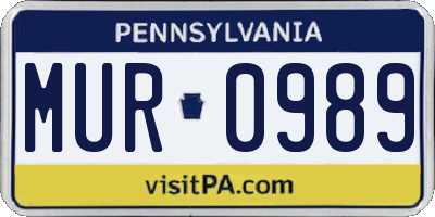 PA license plate MUR0989