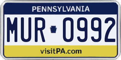 PA license plate MUR0992
