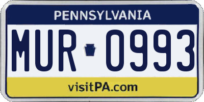 PA license plate MUR0993