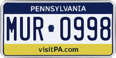 PA license plate MUR0998