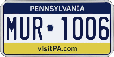 PA license plate MUR1006