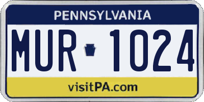 PA license plate MUR1024