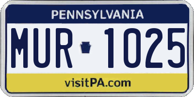 PA license plate MUR1025