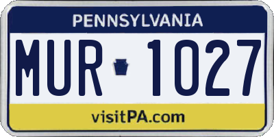 PA license plate MUR1027