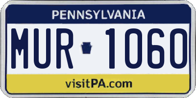 PA license plate MUR1060